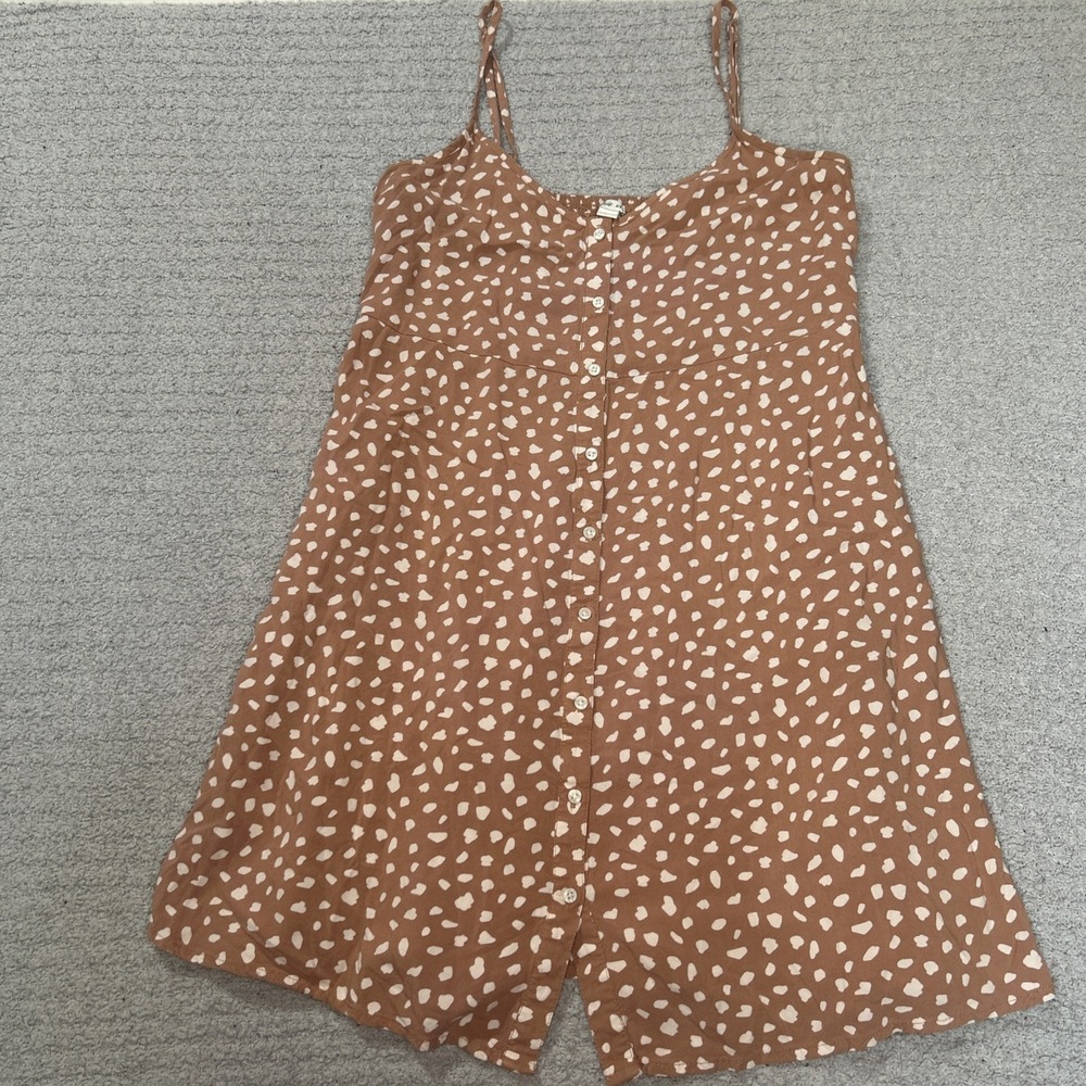 Aerie Button Front‎ Sheath Mini Dress In Sienna Size M Polka Dot Speckled